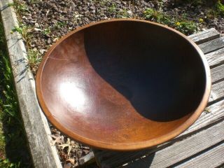 Antique old Large Wooden Dough Bowl w/ Rim - Wood Bowl 5