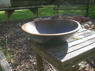 Antique old Large Wooden Dough Bowl w/ Rim - Wood Bowl 6