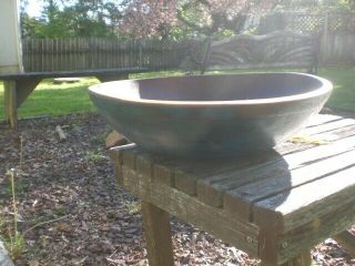 Antique old Large Wooden Dough Bowl w/ Rim - Wood Bowl 7