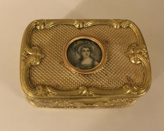 Antique French gilt bronze box,  painted and signed 19th Century 2