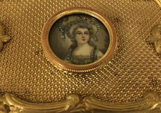 Antique French gilt bronze box,  painted and signed 19th Century 3