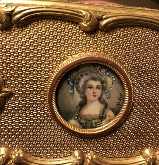 Antique French gilt bronze box,  painted and signed 19th Century 7