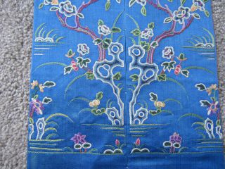 Lovely old embroidered Chinese blue silk sleevebands 10