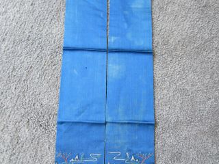 Lovely old embroidered Chinese blue silk sleevebands 3