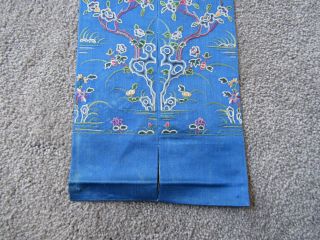 Lovely old embroidered Chinese blue silk sleevebands 7