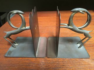 Pr Hagenauer Wiener WerkstÄtte Bronze Brass Gazelle Bookends Art Deco Modernist