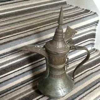 Antique Islamic Dallah Coffe Pot Tin On Copper
