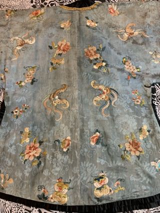 Antique Chinese Qing Dynasty Hand Embroidery Robe Length 38 