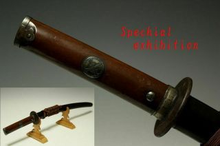 Japanese Antique Edo Wakizashi Koshirae Silver Busho Samurai Sword Yoroi Kabuto
