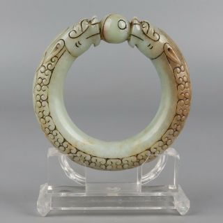 Chinese Exquisite Hand - Carved Beast Carving Hetian Jade Bracelet