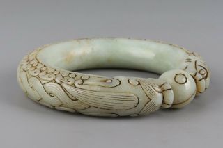 Chinese Exquisite Hand - carved beast Carving Hetian jade bracelet 6