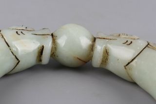 Chinese Exquisite Hand - carved beast Carving Hetian jade bracelet 7