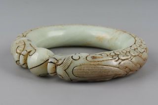 Chinese Exquisite Hand - carved beast Carving Hetian jade bracelet 8