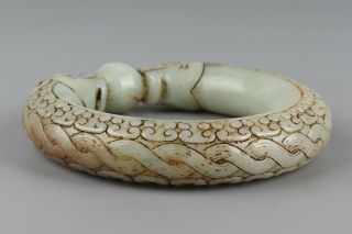 Chinese Exquisite Hand - carved beast Carving Hetian jade bracelet 9