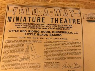 Vintage Toy Fold - a - Way Miniature Theater ca.  1930 by Will Pente 4