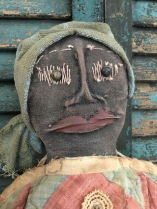 Antique Style Primitive Black Folkart Doll - OOAK 7