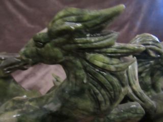 sculpture JADE green colors 8 HORSES MOUNTAIN running stone carving figurines 10