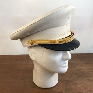 Vintage Flight Ace White Military Officers Dress Uniform Hat 7 1/8 (ch18)