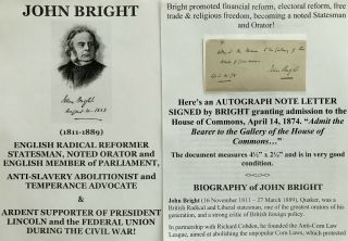 Civil War Abolitionist Statesman President Lincoln Supporter Uk Document Signed