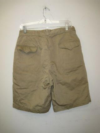 Vintage US ARMY 1950 ' s Khaki Cotton Twill Chino Shorts Size 32 2