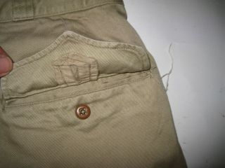 Vintage US ARMY 1950 ' s Khaki Cotton Twill Chino Shorts Size 32 3