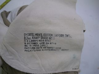Vintage US ARMY 1950 ' s Khaki Cotton Twill Chino Shorts Size 32 8