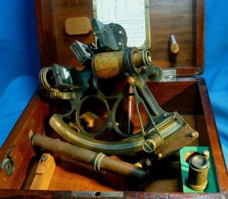 Antique 1919 Holland Sextant by G.  de Koningh Arnhem Amsterdam No.  1981 Mahogany 4