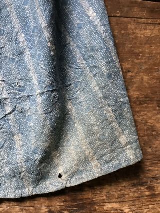 WORN Early Antique Blue Calico Handmade Ladies Large Bonnet 19th C Textile AAFA 10