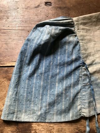 WORN Early Antique Blue Calico Handmade Ladies Large Bonnet 19th C Textile AAFA 4