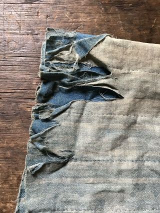 WORN Early Antique Blue Calico Handmade Ladies Large Bonnet 19th C Textile AAFA 8