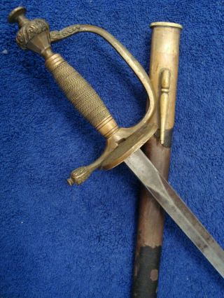 Early European Spadroon,  Smallsword Or Court Sword - Double Edged W/ Scabbard