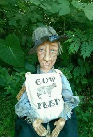 Primitive Farmer Chester FoLk ArT Doll 52 Inches OOAK FEED SACK LARGE 2
