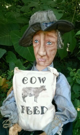 Primitive Farmer Chester FoLk ArT Doll 52 Inches OOAK FEED SACK LARGE 7