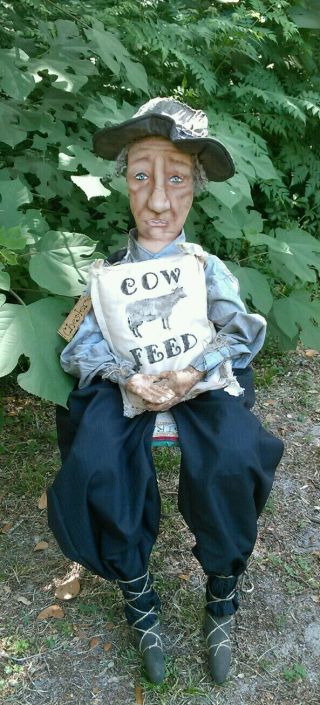 Primitive Farmer Chester FoLk ArT Doll 52 Inches OOAK FEED SACK LARGE 8