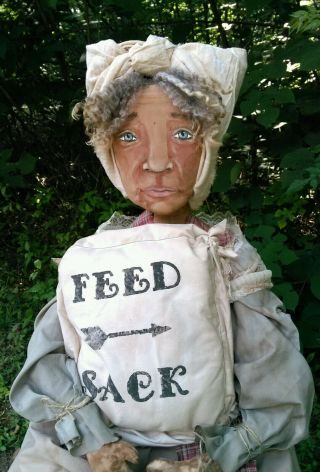 Primitive Folk Art Farm Doll Large 50 Inches Ooak Edna