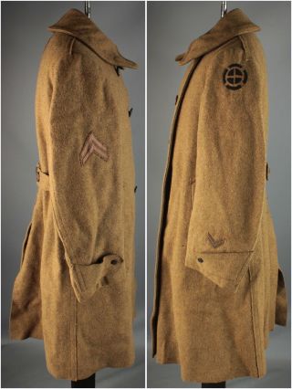 Vtg Men ' s WWI 1910s US 35th Division Army Wool Overcoat Medium WW1 Coat 7069 2