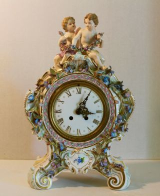 & Rare Meissen Clock Flowers & Vines 19th Century