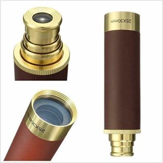 Pirate Brass Telescope 25x30 Zoomable Spyglass Collapsible Handheld Monocular Us
