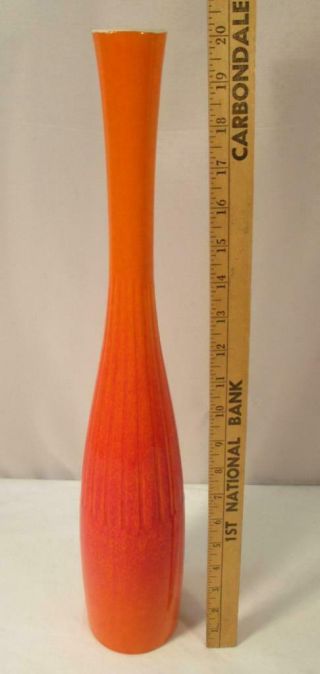 Vintage Mid Century Modern ROYAL HAEGER 20” Tall Orange Art Pottery VASE 477 2