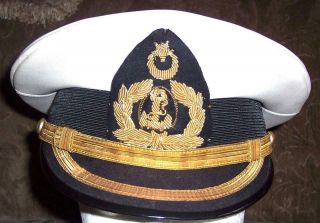 Turkish Naval Officers Visor Cap W/bullion Hat Badge,  Navy