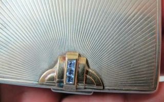 1920 Wordley Allsop&Bliss Art Deco Sterling Silver 14K Gold Sapphire Compact yqz 12