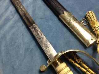 Elizabeth II British Royal Navy Naval Officers Sword & Scabbard 6