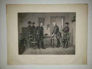Surrender Of Robert E.  Lee Grant 1865 Civil War Painting Print Alonzo Chappel