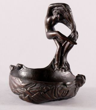 20s Art Deco Nude Scarf Dancer Figural Ashtray Receiver Bronze Clad Pompeian Nr