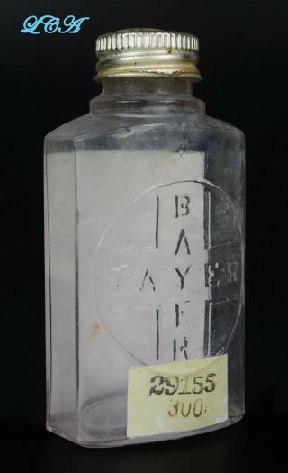 Antique BAYER HEROIN TABLETS bottle 1st style hand Blown In Mold BIM 1800 ' s 2