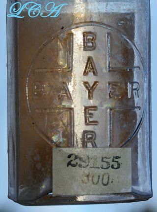 Antique BAYER HEROIN TABLETS bottle 1st style hand Blown In Mold BIM 1800 ' s 4
