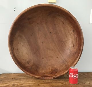 Huge Vintage Primitive Wood Bowl 23.  5 " Diameter X 6.  25 " Deep