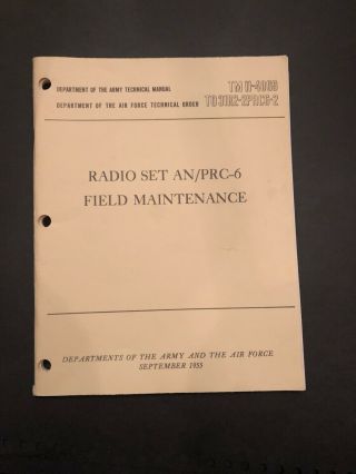1955 Radio Set An/prc - 6,  Field Maintenance Handbook Tm 11 - 4069