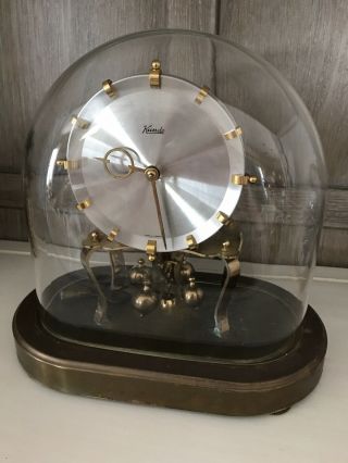 Vintage Kundo 400 Day Oval German Anniversary Clock Glass Dome Key