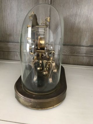 Vintage Kundo 400 Day Oval German Anniversary Clock Glass Dome Key 2